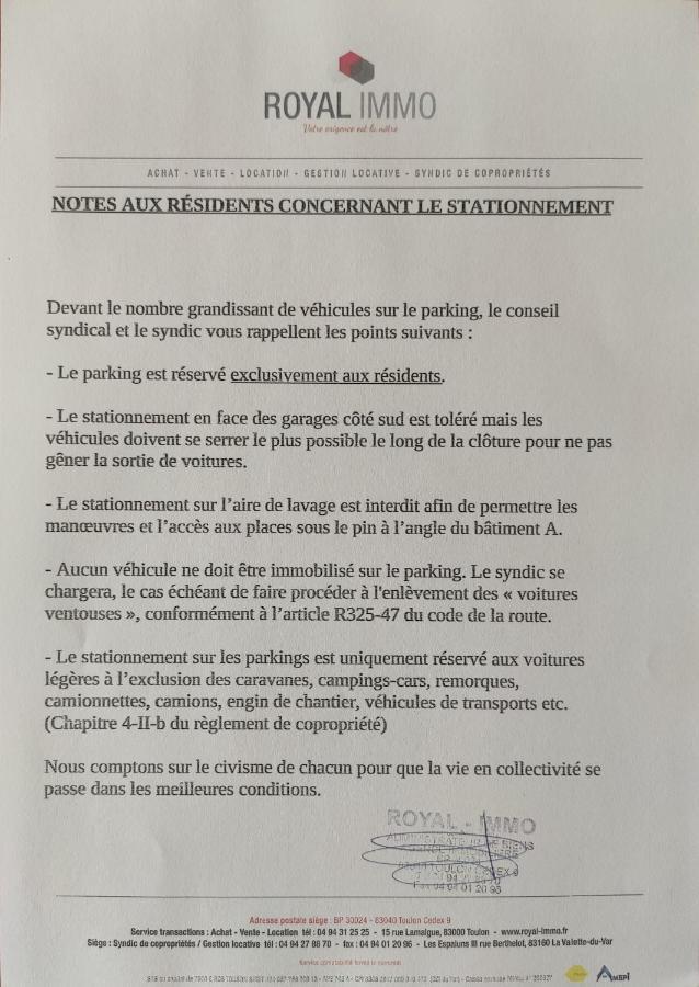 T3 Appartement Dans Residence - Parking - Balcon - Wifi - Clim La Valette-du-Var Zewnętrze zdjęcie